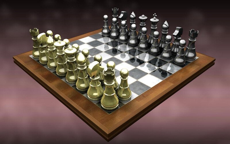 Chess Set on Board — Brown