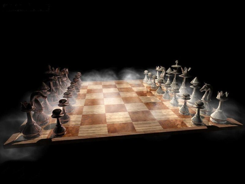 Chess Set on Board