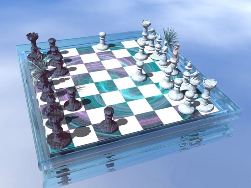 Chess Set on Glass Board