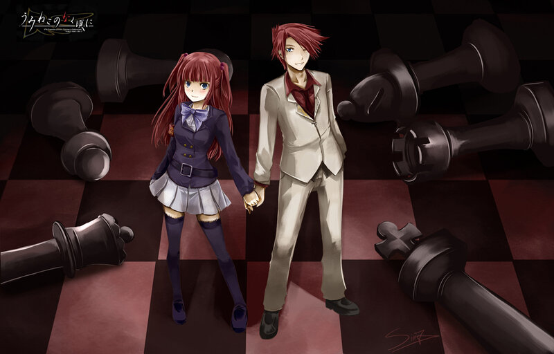 chess-themed anime couple