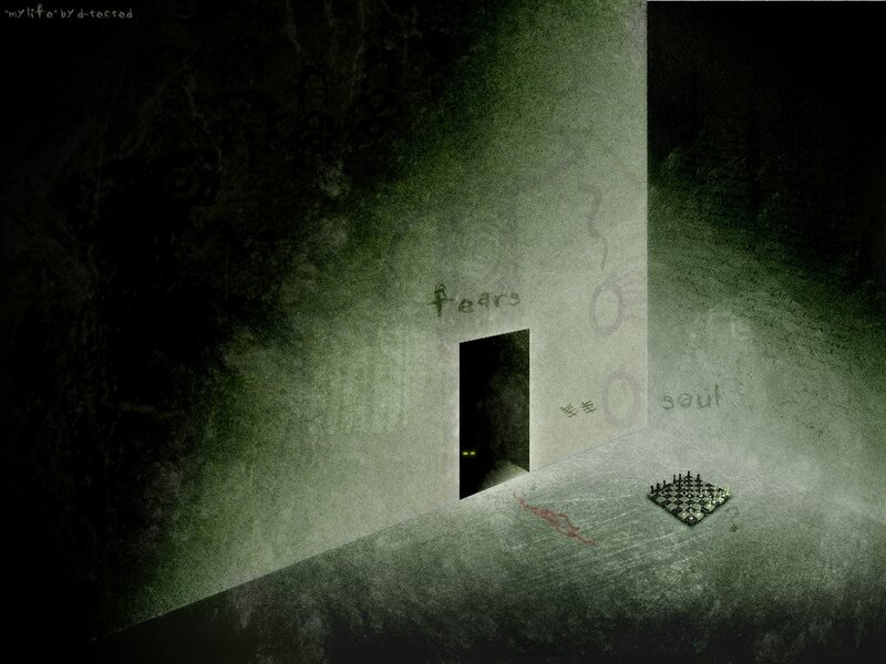 Chessboard in Dark Room