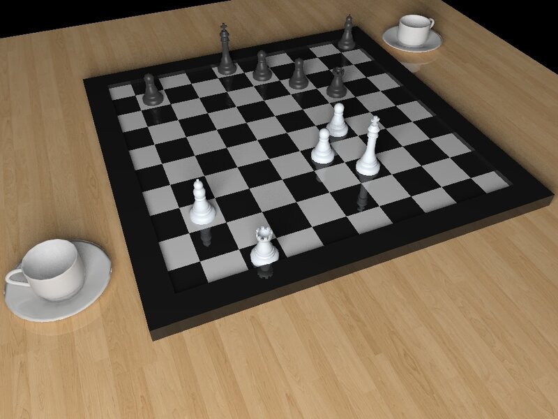 Chessboard with Pieces — Brown, Calm