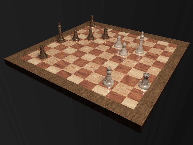 Chessboard with Pieces — Brown