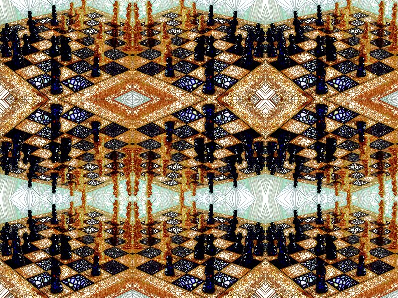 Chessboard with Pieces — Gold