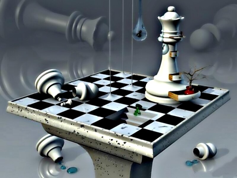 Chessboard with Pieces — Gray
