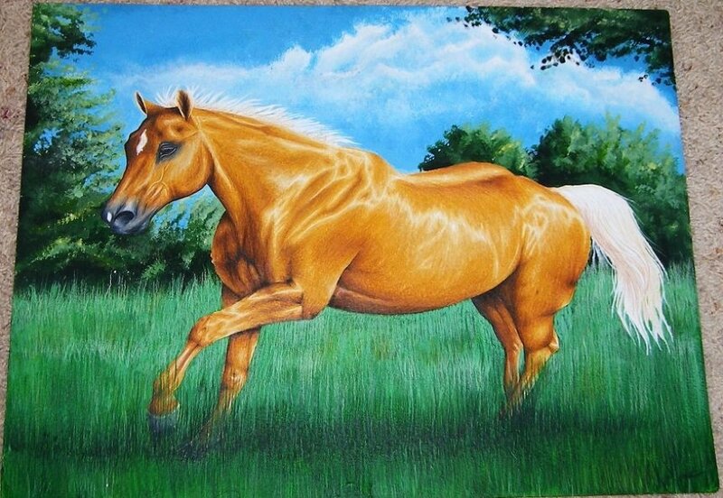 Chestnut Horse Running — Green