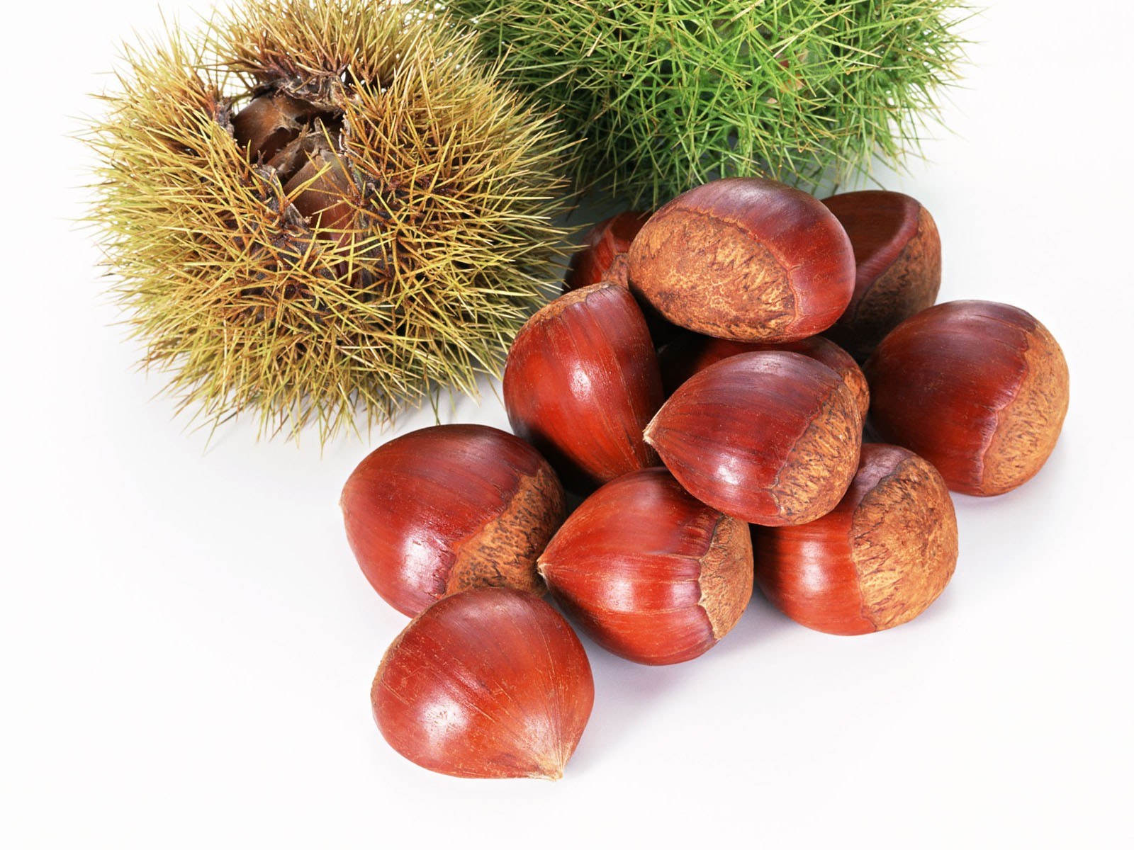 Chestnuts and spiky husks