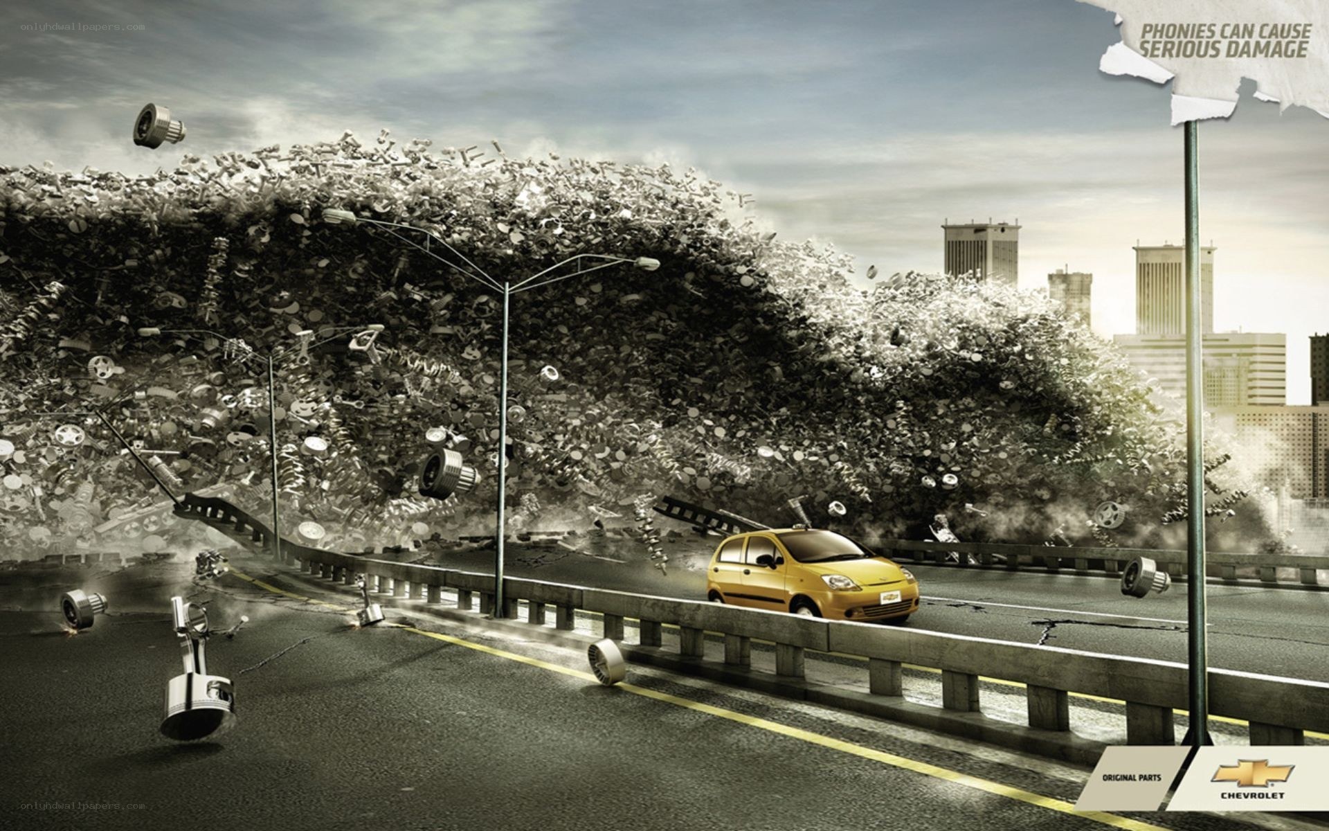 Chevrolet ad with debris wave
