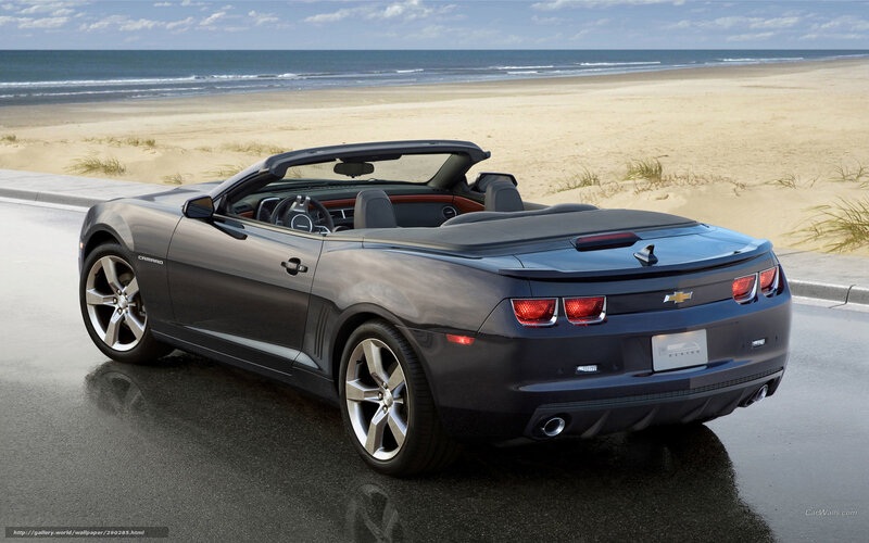 Chevrolet Camaro convertible on beach