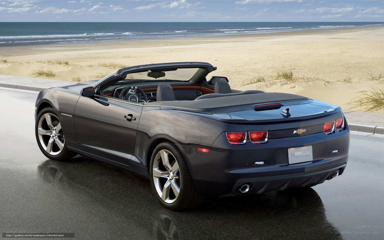Chevrolet Camaro convertible on beach