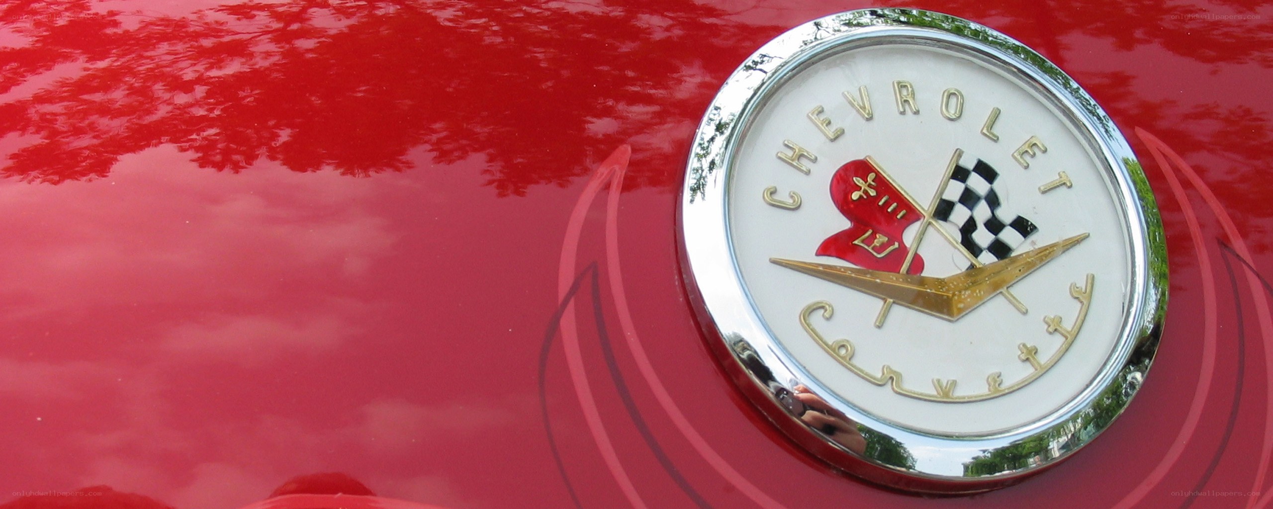Chevrolet Corvette emblem on red car