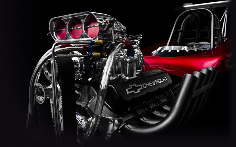 Chevrolet Drag Racing Engine — Black, Dramatic