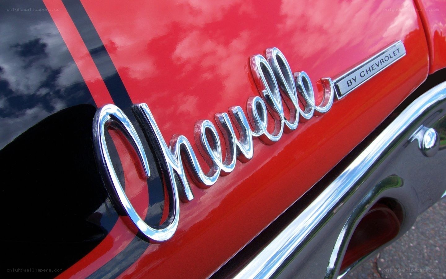 Chevrolet emblem on red car