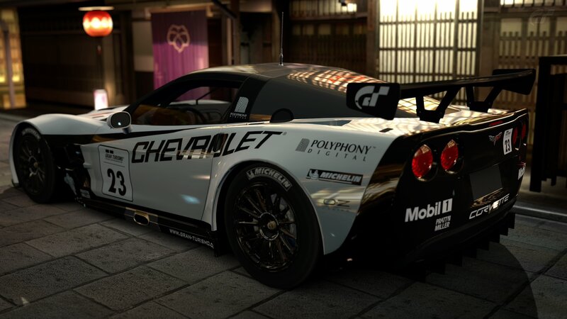 Chevrolet race car at night