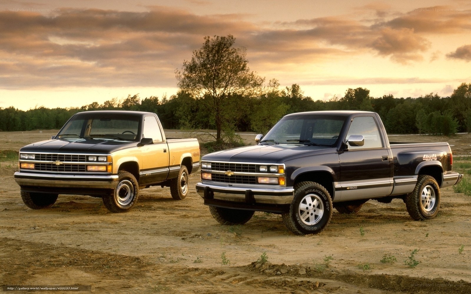Chevrolet trucks at sunset