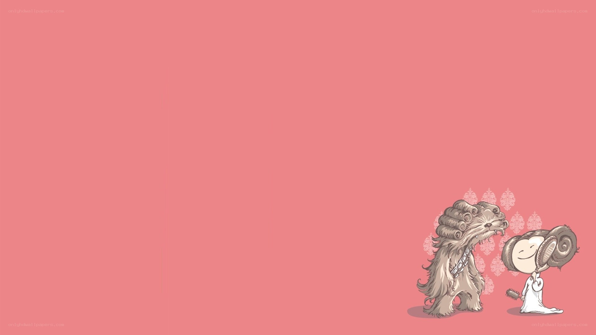 Chewbacca and Leia cartoon