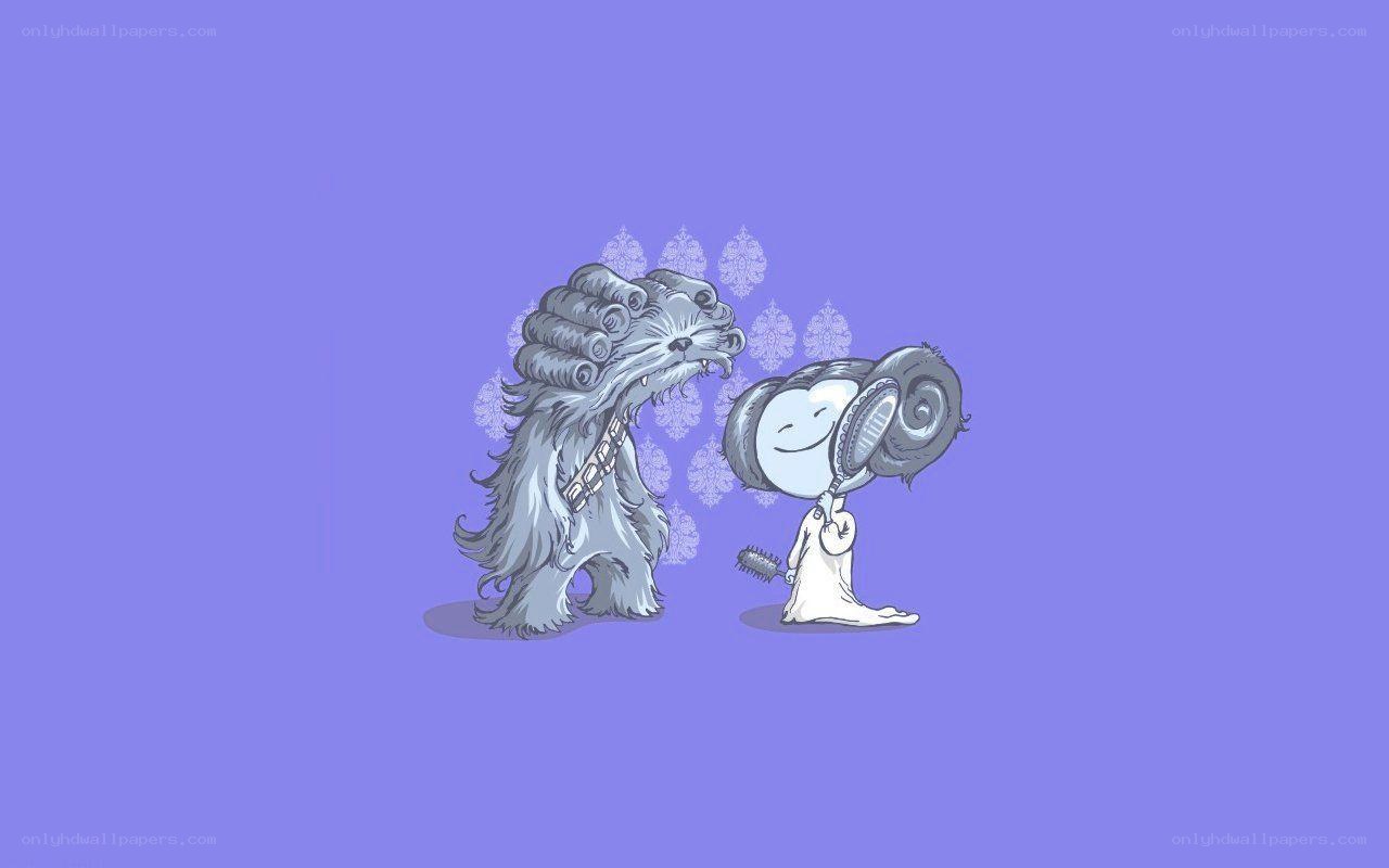 Chewbacca and Leia in curlers