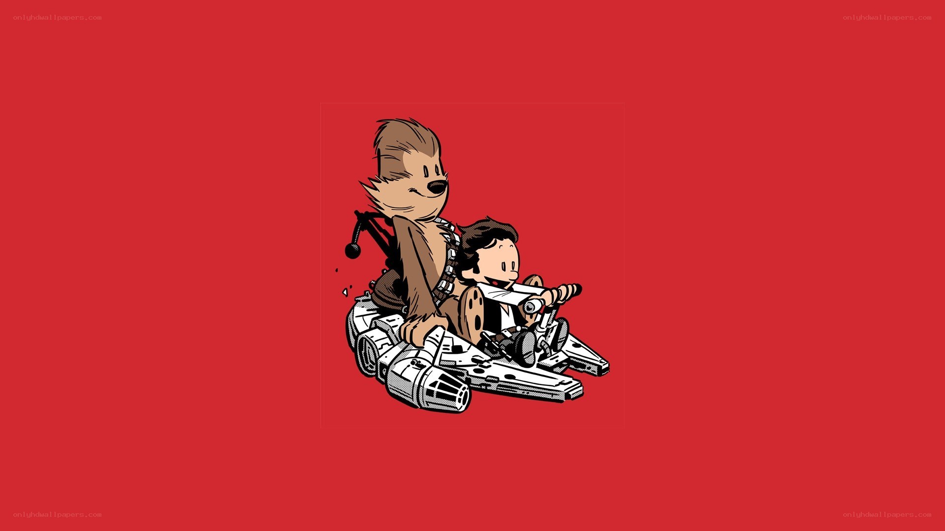 Chewbacca and Luke in a speeder
