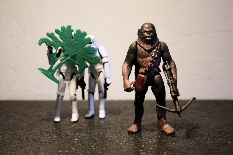 Chewbacca and stormtroopers