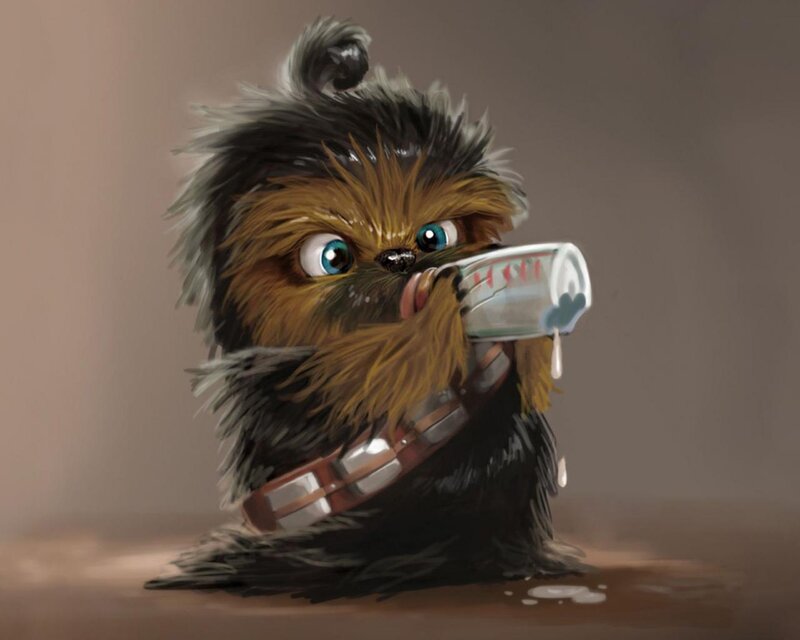 Chewbacca Baby Drinking — Brown, Playful