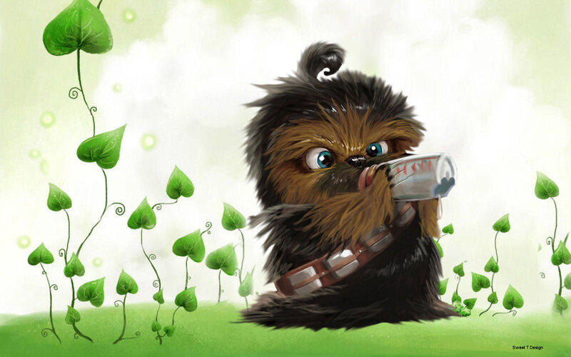 Chewbacca Baby Drinking — Green