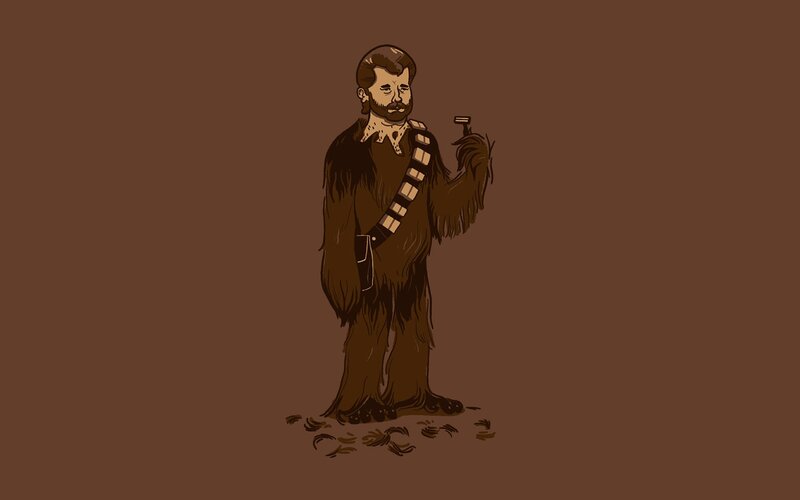 Chewbacca Holding Razor — Brown, Humorous