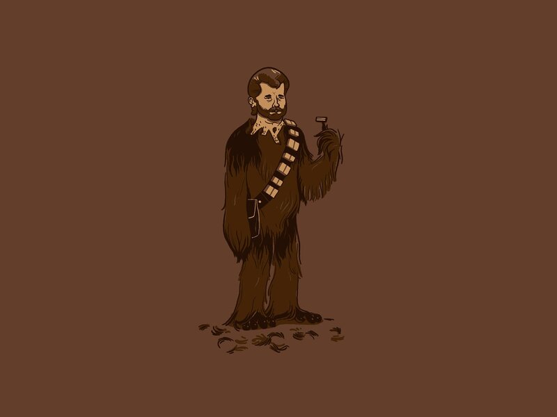 Chewbacca Holding Razor — Brown