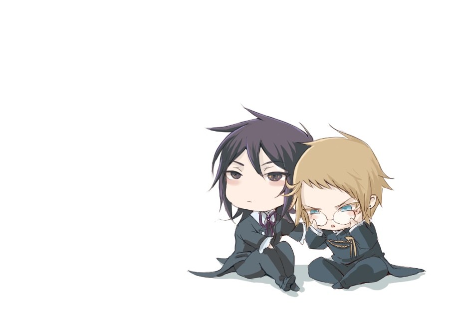 chibi anime boys sitting