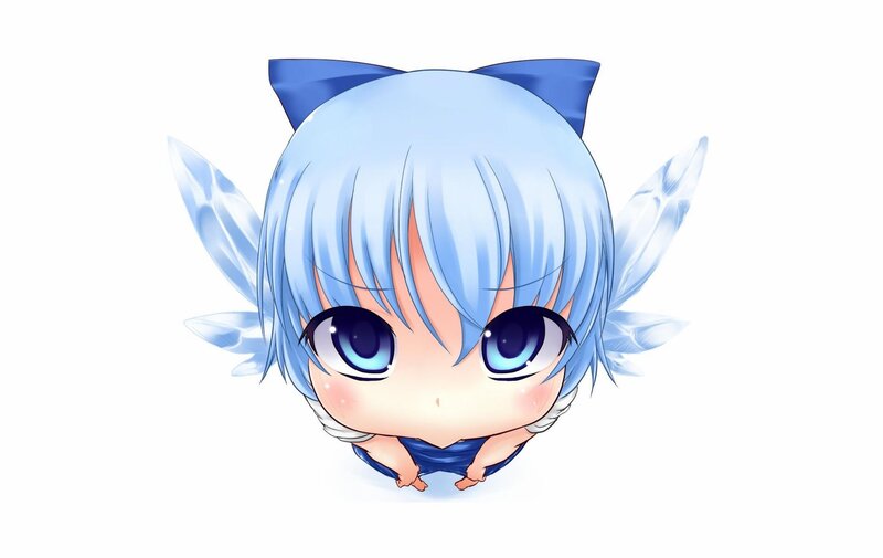 chibi anime character with blue hair