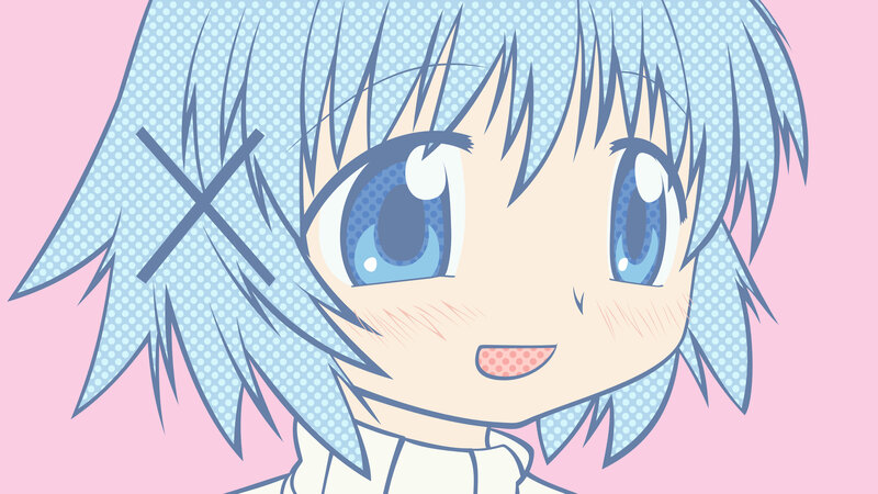 chibi anime character with blue hair