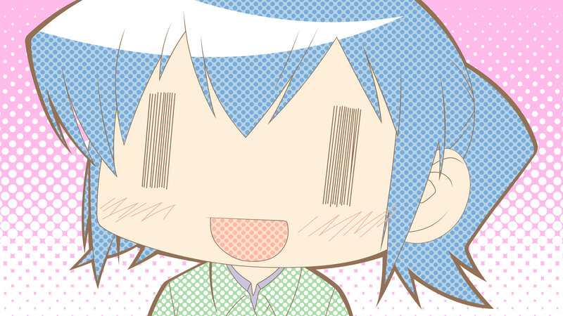 chibi anime character with blue hair