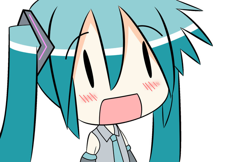 chibi anime character with blue hair