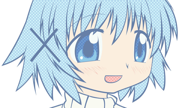 chibi anime character with blue hair