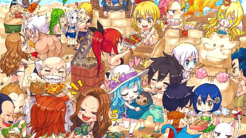 Chibi Anime Characters at Beach