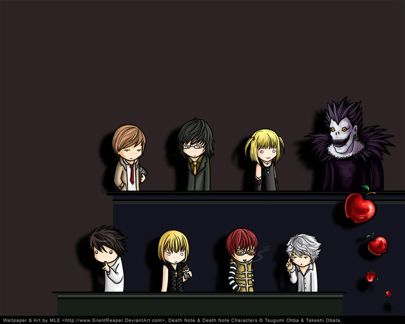 Chibi Anime Characters — Black, Dramatic, Digital Art