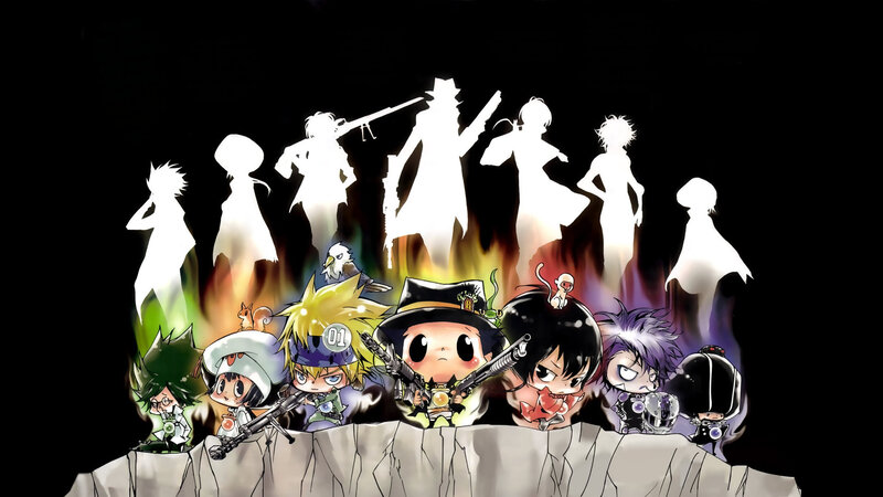 Chibi Anime Characters — Black, Dramatic, Silhouettes, Fire