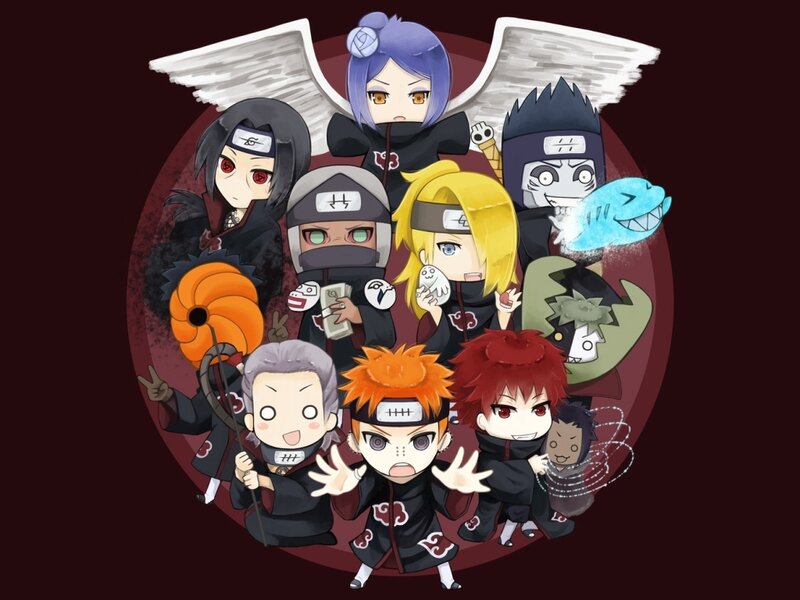 Chibi Anime Characters — Black, Playful, Digital Art, Cloaks