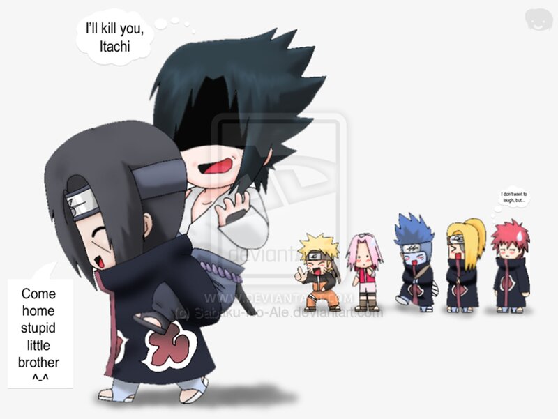Chibi Anime Characters — Black, Playful, Digital Art, Speech Bubbles