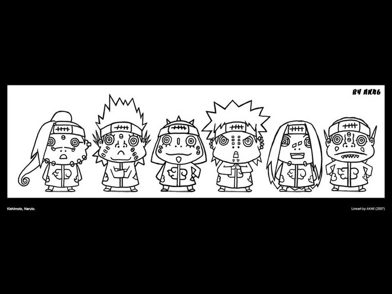 Chibi Anime Characters — Black, Playful, Manga, Line Art