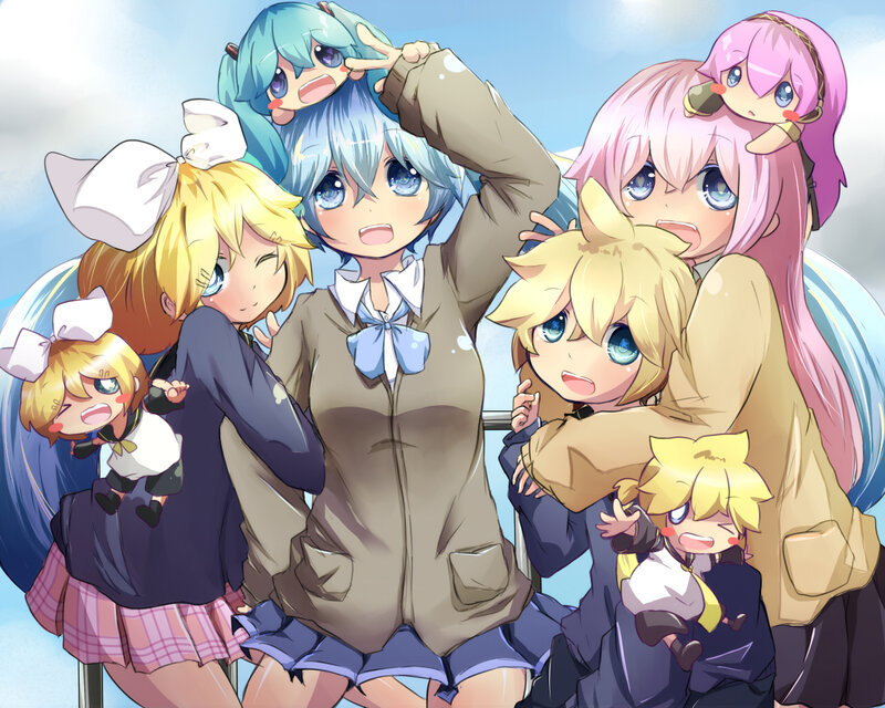 Chibi Anime Characters — Blue, Playful, Afternoon, Digital Art