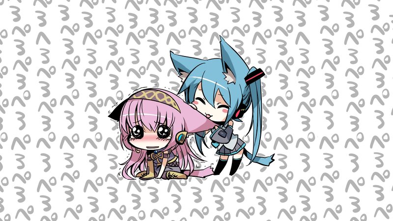 Chibi Anime Characters — Blue, Playful, Cat Ears