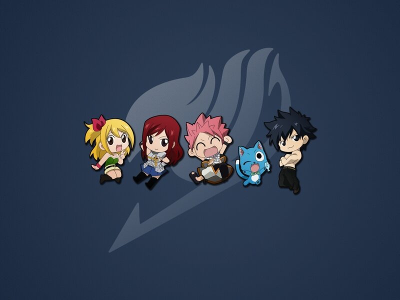 Chibi Anime Characters — Blue, Playful, Cat
