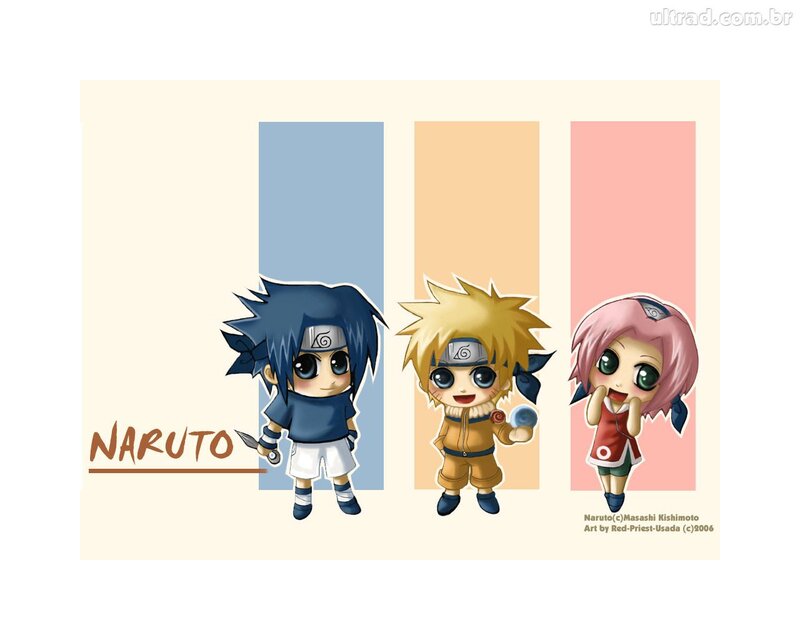 Chibi Anime Characters — Blue, Playful, Digital Art, Anime Characters, Headbands