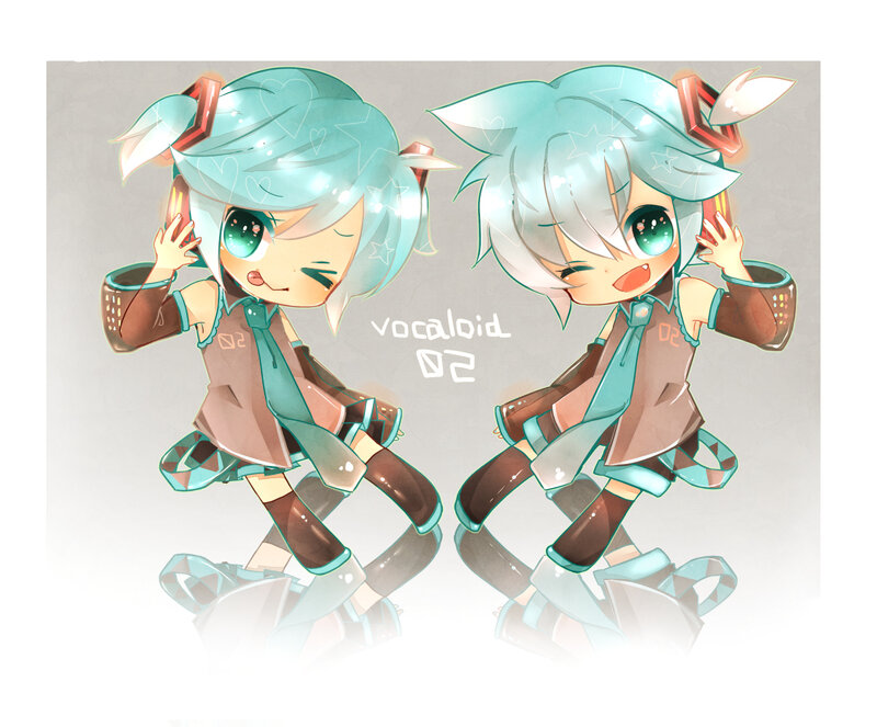 Chibi Anime Characters — Blue, Playful, Digital Art, Character