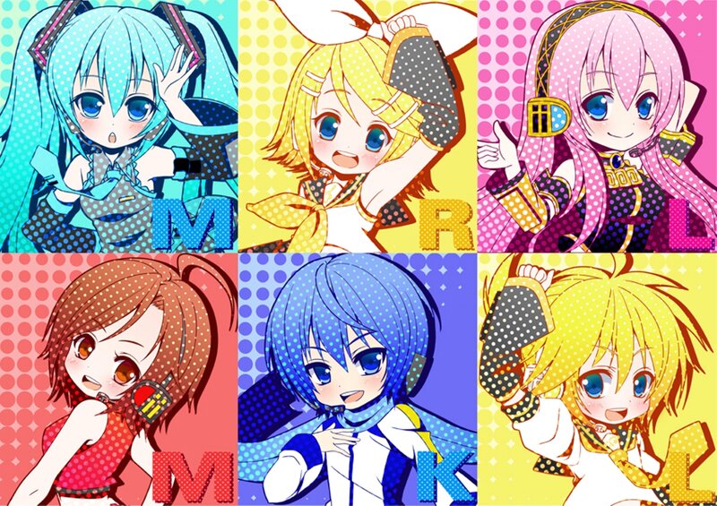 Chibi Anime Characters — Blue, Playful, Digital Art, Text