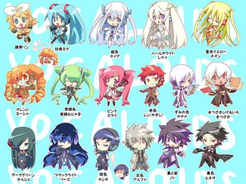 Chibi Anime Characters — Blue, Playful, Digital Art, Text, White