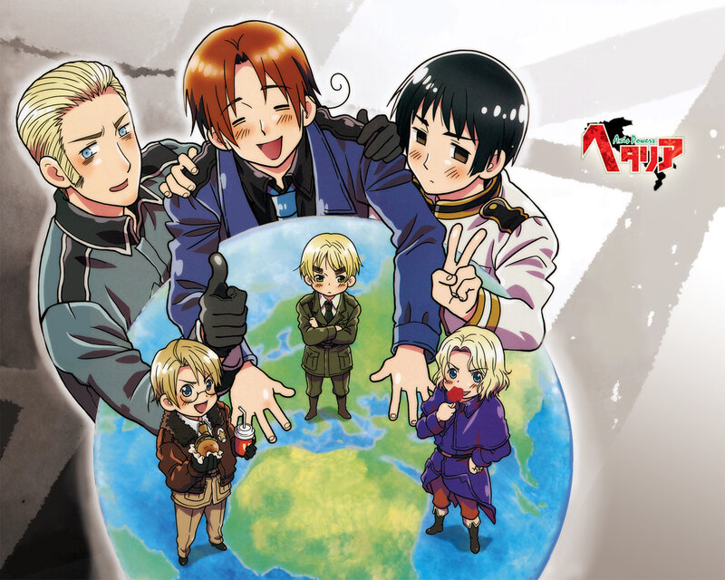 Chibi Anime Characters — Blue, Playful, Globe