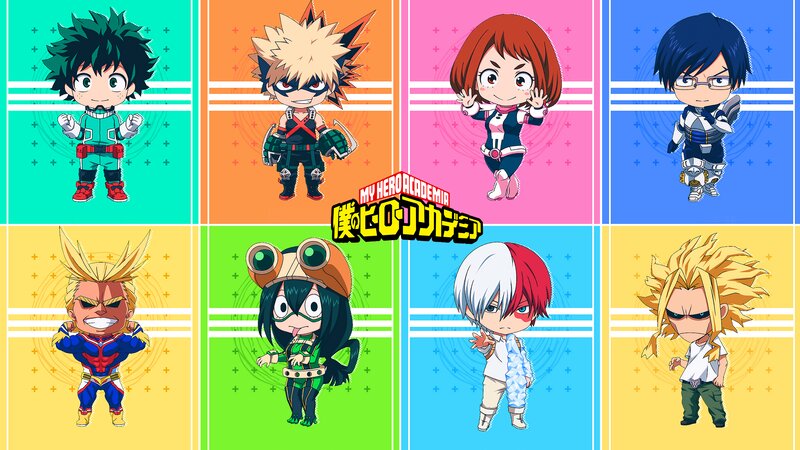 Chibi Anime Characters — Blue, Playful, Logo