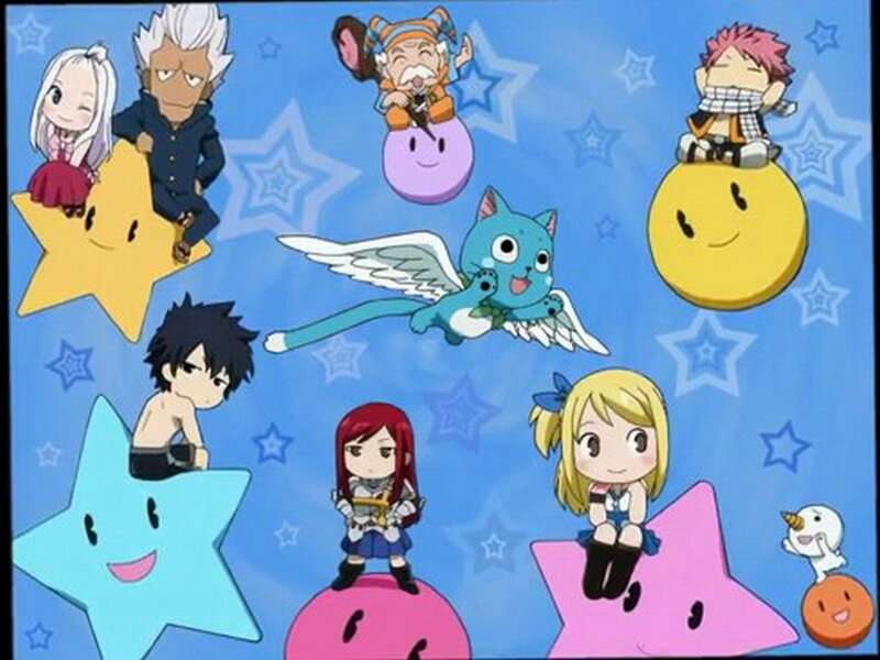 Chibi Anime Characters — Blue, Playful, Stars