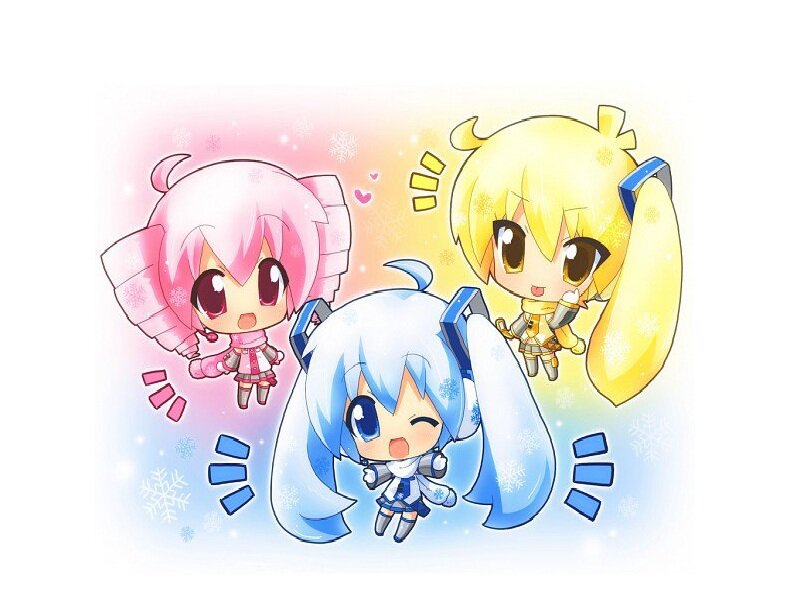 Chibi Anime Characters — Blue, Playful, Winter